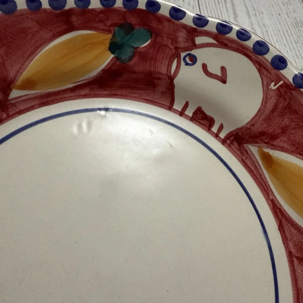 VIETRI Solimene Campagna Pig Carrot Porco Hand Painted Ceramic Salad Plate  8.5